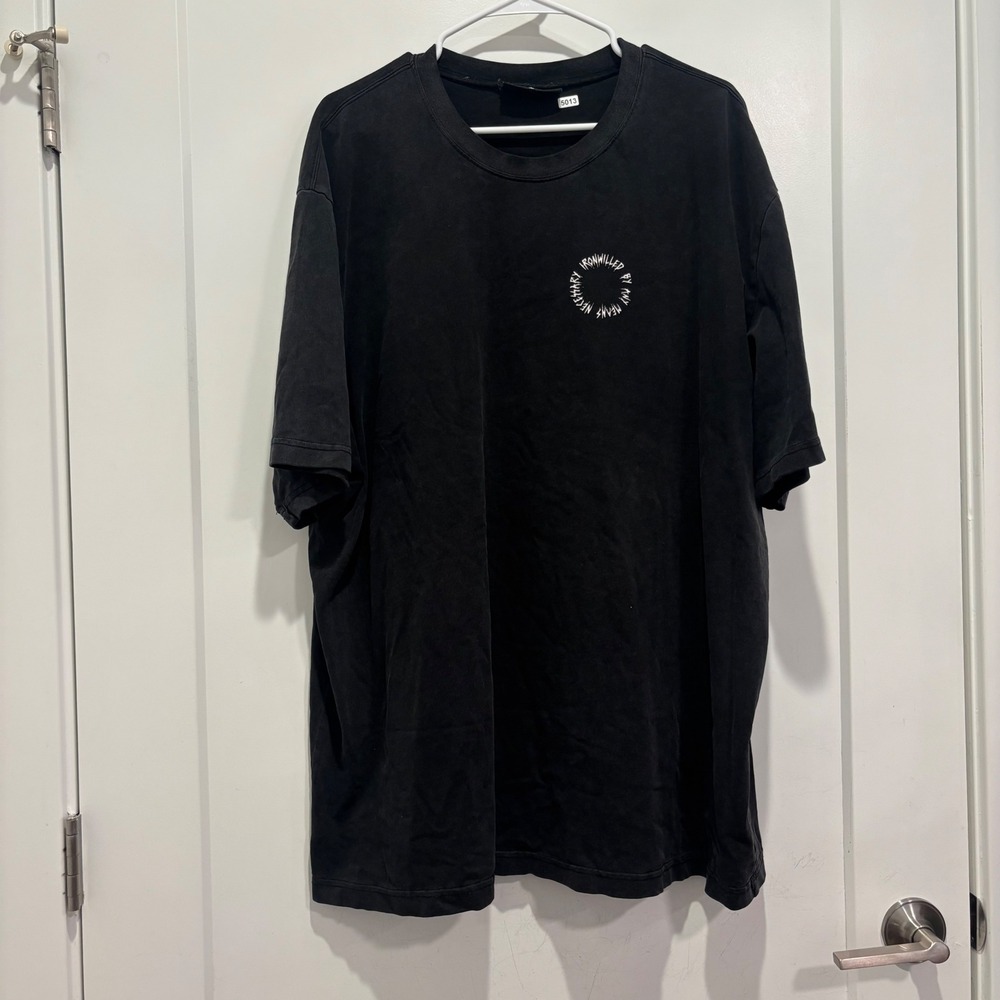 Ironwilled By Any Means Necessary Graphic T-Shirt Black Mens Oversized XL